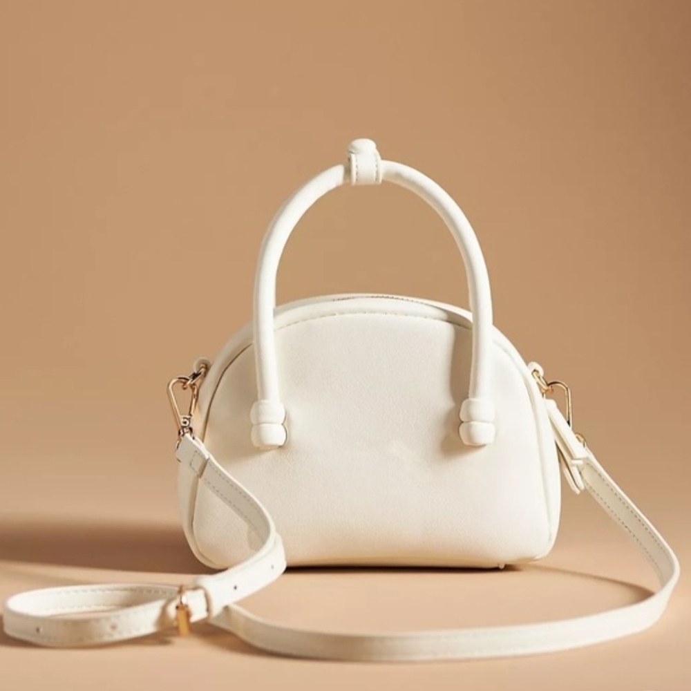 Anthropologie White Mini Bag with Arch Handle